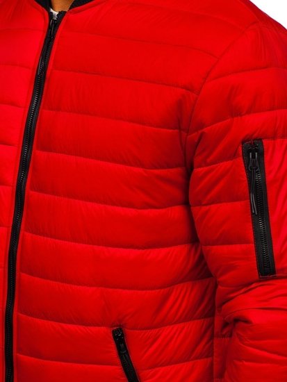 Bolf Herren Gepolsterte Übergangsjacke Bomberjacke Rot  MY-02