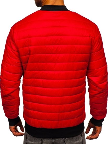 Bolf Herren Gepolsterte Übergangsjacke Bomberjacke Rot  MY-02