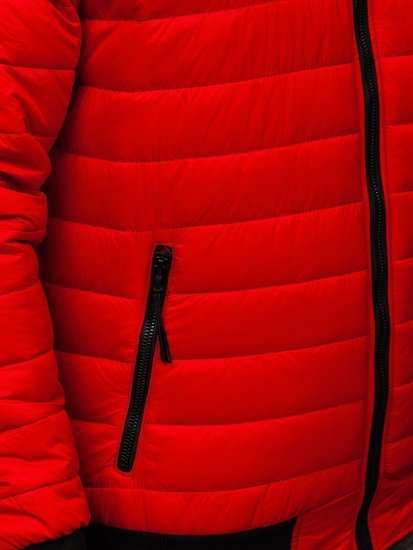 Bolf Herren Gepolsterte Übergangsjacke Bomberjacke Rot  MY-02A