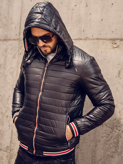 Bolf Herren Gepolsterte Übergangsjacke Schwarz  6191A