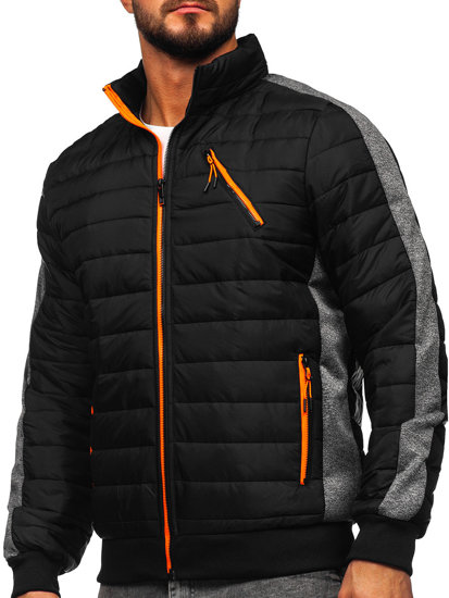 Bolf Herren Gepolsterte Übergangsjacke Schwarz  8M909