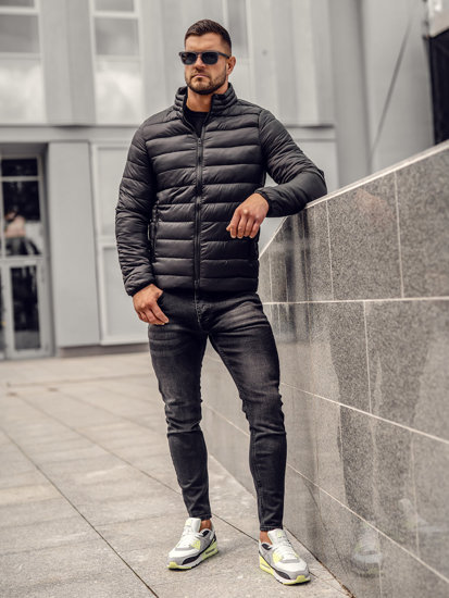 Bolf Herren Gepolsterte Übergangsjacke Schwarz  LY33A