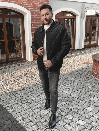 Bolf Herren Gepolsterte Übergangsjacke Schwarz  M13081