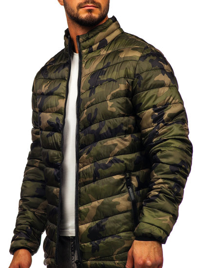 Bolf Herren Gepolsterte Übergangsjacke Sport Jacke Camo Grün SM80