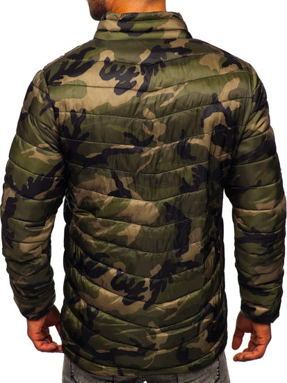 Bolf Herren Gepolsterte Übergangsjacke Sport Jacke Camo Grün SM80