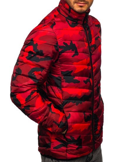 Bolf Herren Gepolsterte Übergangsjacke Sport Jacke Camo-Rot  SM32