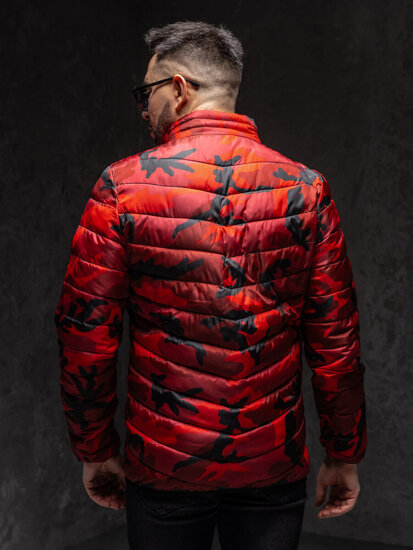 Bolf Herren Gepolsterte Übergangsjacke Sportjacke Camo-Rot  SM32A1