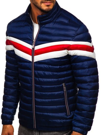 Bolf Herren Gepolsterte Übergangsjacke Sportjacke Dunkelblau  6574