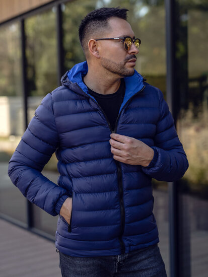 Bolf Herren Gepolsterte Übergangsjacke Sportjacke Dunkelblau  JP1101