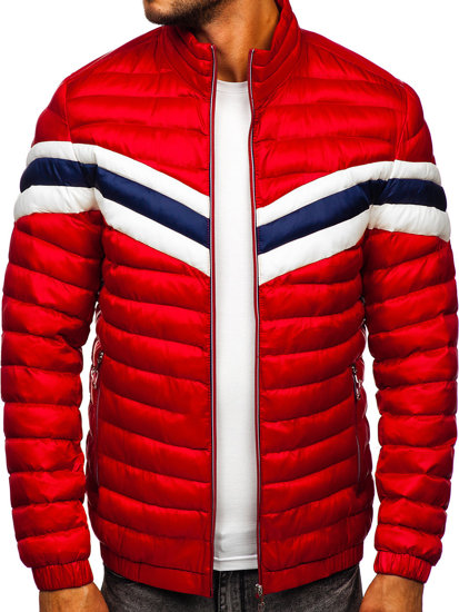 Bolf Herren Gepolsterte Übergangsjacke Sportjacke Rot  6574