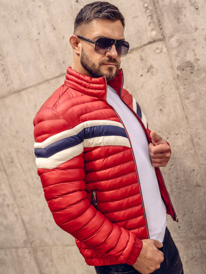 Bolf Herren Gepolsterte Übergangsjacke Sportjacke Rot  6574A