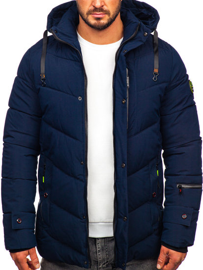 Bolf Herren Gepolsterte Winterjacke Dunkalblau  22M55