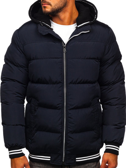 Bolf Herren Gepolsterte Winterjacke Dunkelblau  6883