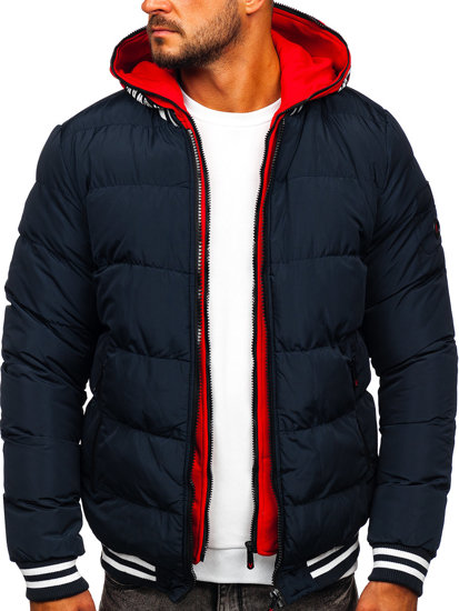 Bolf Herren Gepolsterte Winterjacke Dunkelblau  6900