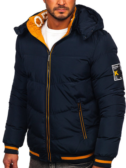 Bolf Herren Gepolsterte Winterjacke Dunkelblau  6902