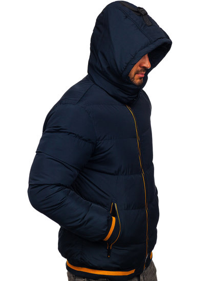 Bolf Herren Gepolsterte Winterjacke Dunkelblau  6902