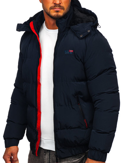 Bolf Herren Gepolsterte Winterjacke Dunkelblau  6904