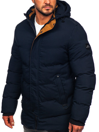 Bolf Herren Gepolsterte Winterjacke Parka Dunkelblau  7330