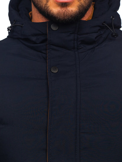 Bolf Herren Gepolsterte Winterjacke Parka Dunkelblau  7330