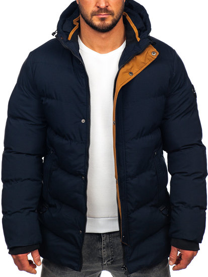 Bolf Herren Gepolsterte Winterjacke Parka Dunkelblau  7330