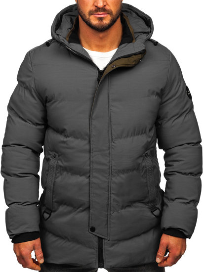 Bolf Herren Gepolsterte Winterjacke Parka Grau  7330