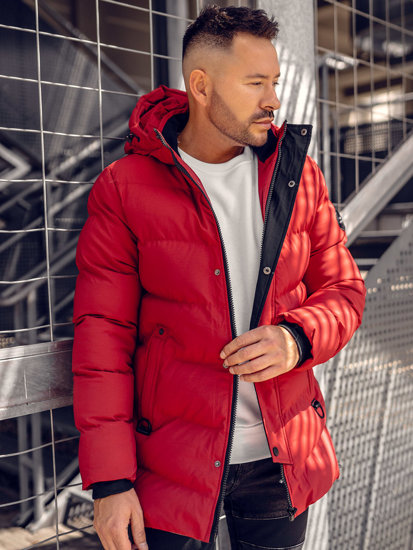 Bolf Herren Gepolsterte Winterjacke Parka Rot  7330