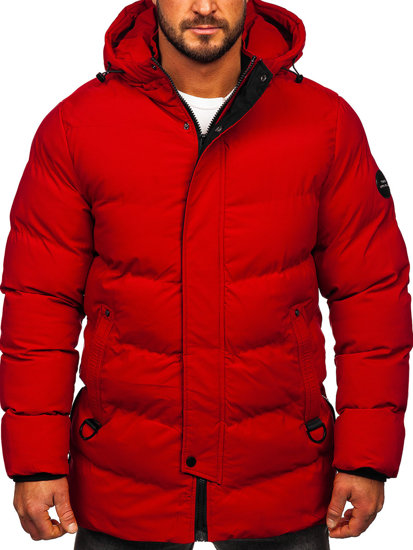 Bolf Herren Gepolsterte Winterjacke Parka Rot  7330