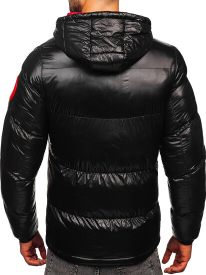 Bolf Herren Gepolsterte Winterjacke Puffer mit Kapuze Schwarz  5M3198