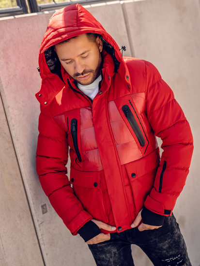 Bolf Herren Gepolsterte Winterjacke Rot  99527