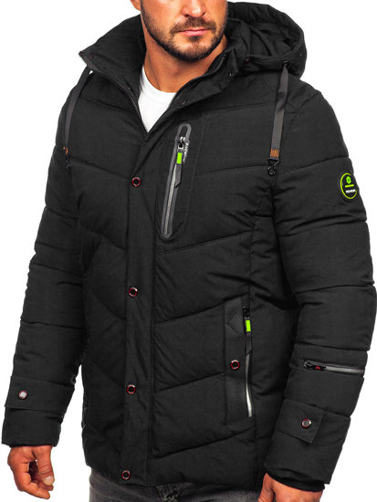 Bolf Herren Gepolsterte Winterjacke Schwarz  22M55