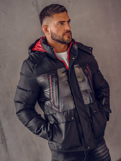 Bolf Herren Gepolsterte Winterjacke Schwarz 99527