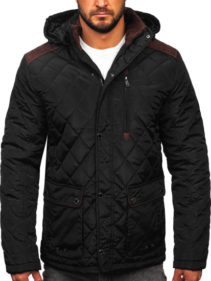 Bolf Herren Gepolsterte Winterjacke Schwarz A5618