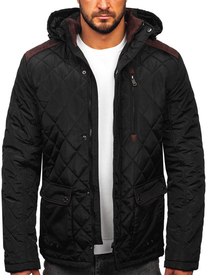 Bolf Herren Gepolsterte Winterjacke Schwarz A5618