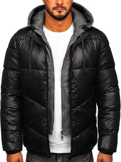 Bolf Herren Gepolsterte Winterjacke Schwarz  B2906