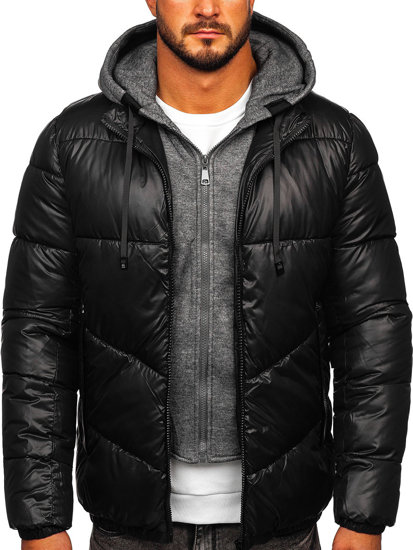 Bolf Herren Gepolsterte Winterjacke Schwarz  B2906