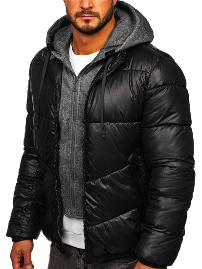 Bolf Herren Gepolsterte Winterjacke Schwarz  B2906