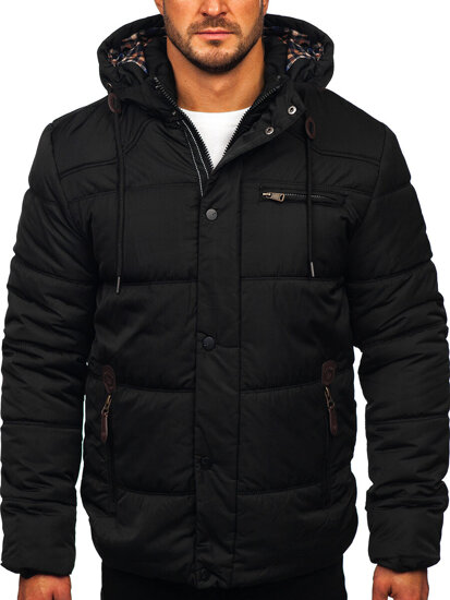 Bolf Herren Gepolsterte Winterjacke Schwarz  EX2123