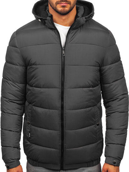 Bolf Herren Gepolsterte Winterjacke Schwarzgrau  31M5037