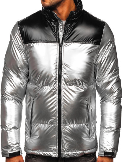 Bolf Herren Gepolsterte Winterjacke Silber 1188