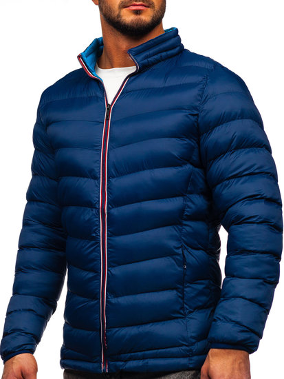 Bolf Herren Gepolsterte Winterjacke Sport Jacke Dunkelblau  1100