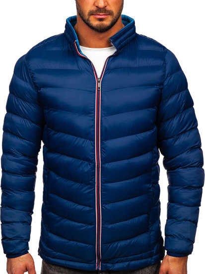 Bolf Herren Gepolsterte Winterjacke Sport Jacke Dunkelblau  1100