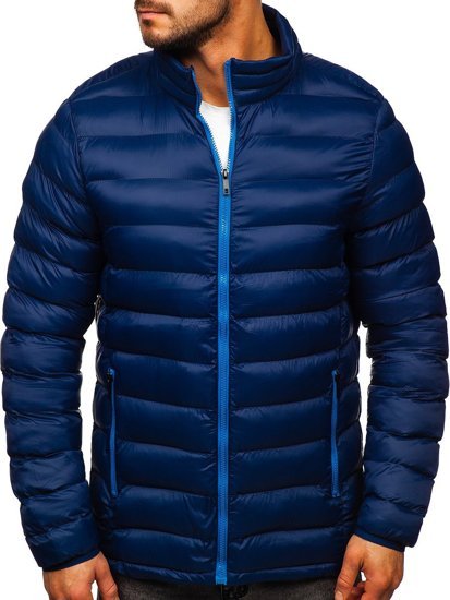 Bolf Herren Gepolsterte Winterjacke Sport Jacke Dunkelblau  1111