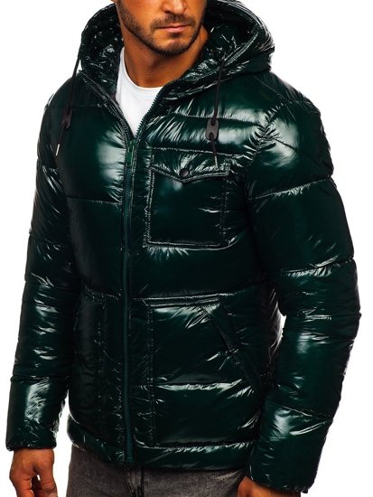 Bolf Herren Gepolsterte Winterjacke Sport Jacke Grün  973