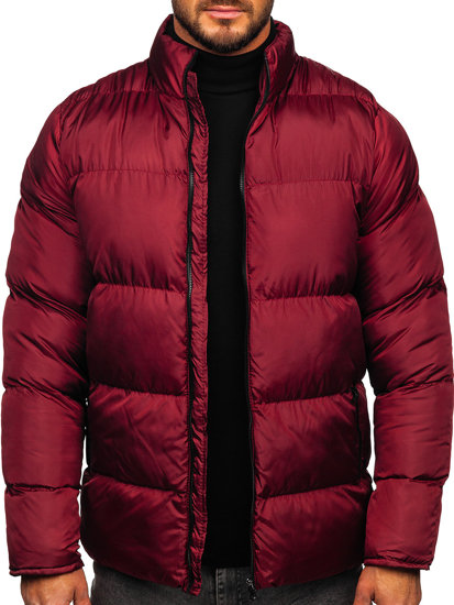 Bolf Herren Gepolsterte Winterjacke Weinrot  0025