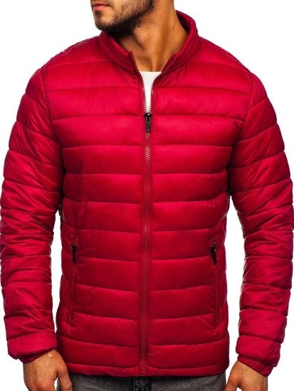 Bolf Herren Gepolsterte Winterjacke Weinrot  1119