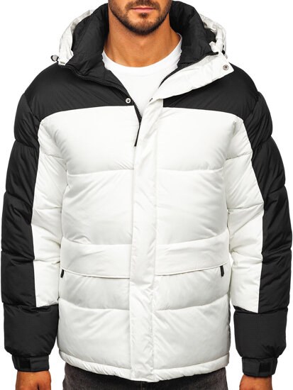 Bolf Herren Gepolsterte Winterjacke Weiß 31M5008