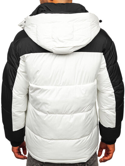 Bolf Herren Gepolsterte Winterjacke Weiß 31M5008