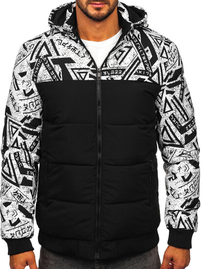 Bolf Herren Gepolsterte Winterjacke mit Motiv Schwarz31M5025