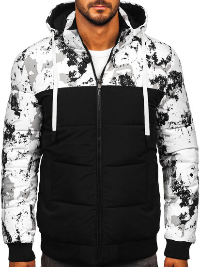 Bolf Herren Gepolsterte Winterjacke mit Motiv Schwarz31M5030