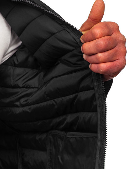 Bolf Herren Geposlterte Übergangsjacke Schwarz  R9002